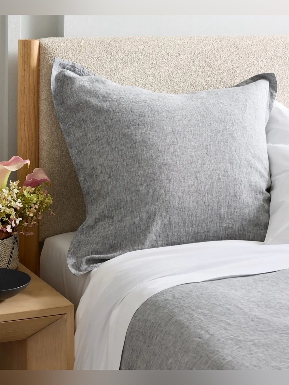 Quince European Linen Euro Sham in Charcoal Chambray - single sham